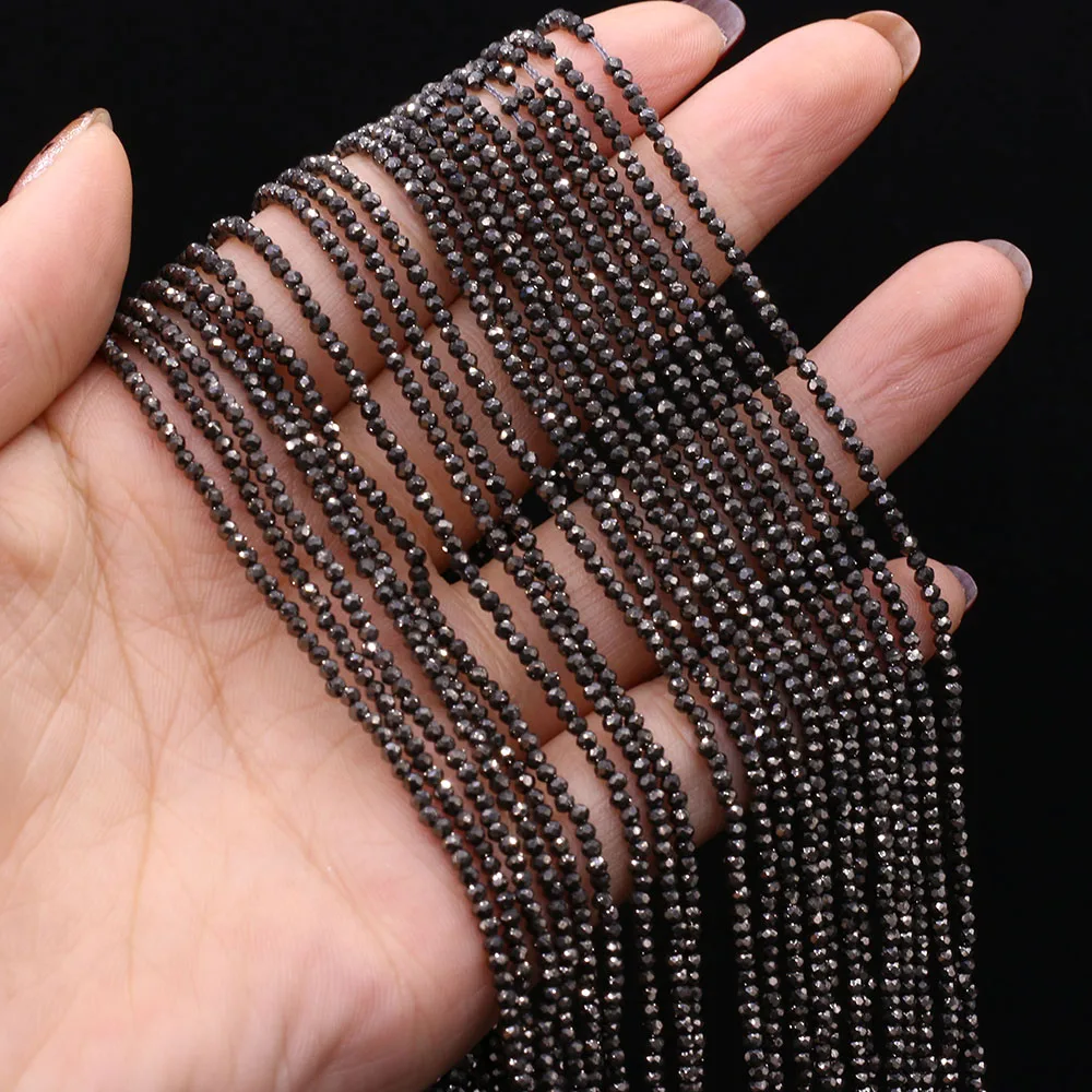 Natural Quartzs Black Shiny Beads Faceted Spinel Bead for Jewelry Making Diy Necklace Bracelet Accessories 15inch