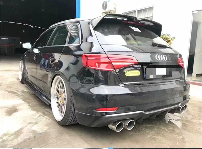 Dla Audi A3 S3 RS3 Sportback 2017 2018 2019 2020 z włókna węglowego tylny dyfuzor Lip Spoiler wysokiej jakości zderzak Auto akcesoria