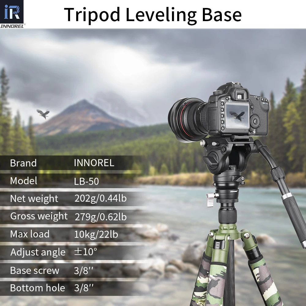 Afbeelding 3: Statief Monopod Hoofd Leveling Base Niveau Horizontale Innorel LB50 Professionele Hemisferische Luchtfotografie Voor Dslr Camera