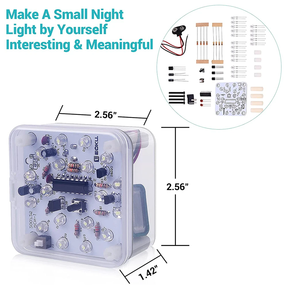 Night Light DIY Kit DC 9-12V Infrared Remote Control Lamp White LED Light Dual Gears Brightness Adjustable Nightlight Electronic