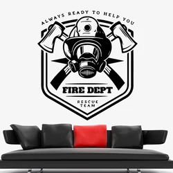 Fire Dept adesivo pompiere emblema rischio squadra frase motivazionale aiuta sempre adesivi murali in vinile soggiorno Decor Z118