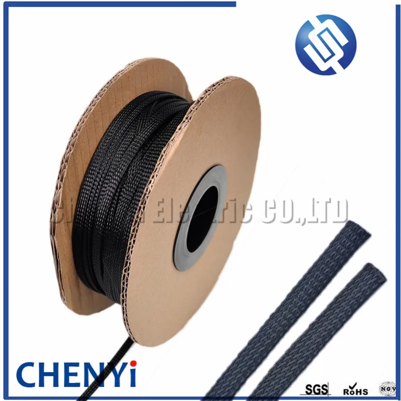 10M Width 4/6/8/10/12/14/16/20/30mm Cable Sleeve black Wire Protection PET Nylon Cable Sleeves wire cable Braided Cable Sleeve