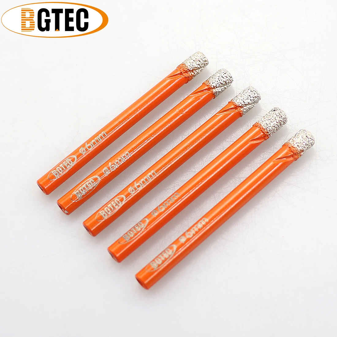 BGTEC 5 pezzi gambo tondo Dia6mm punte di perforazione a secco sega a tazza diamantata carotatrice per piastrelle gres ceramica granito marmo