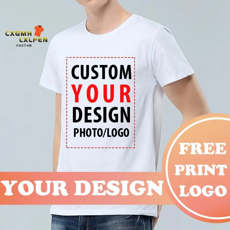 Design Your Own Custom T-shirt !00% Cotton White Men Women Tops Tees Add Print Personalized Photo Logo Family Breathable Tshirt