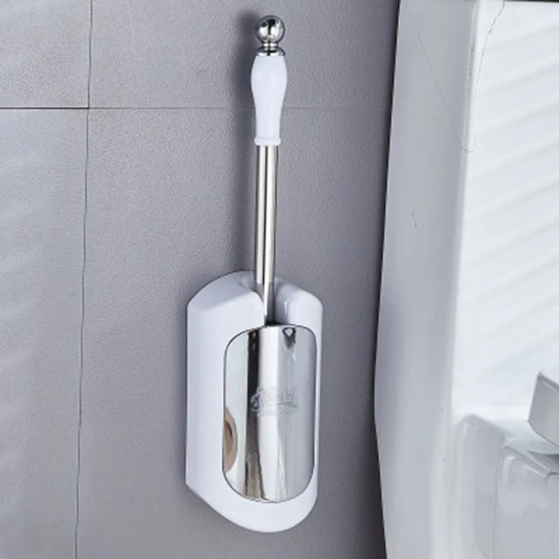 Wall-Mounted Toilet Brush Bathroom Supplies Wc Cleaning Brush Punch-Free Plastic Wc Accessories Soft Brush Toilet Brush Holder