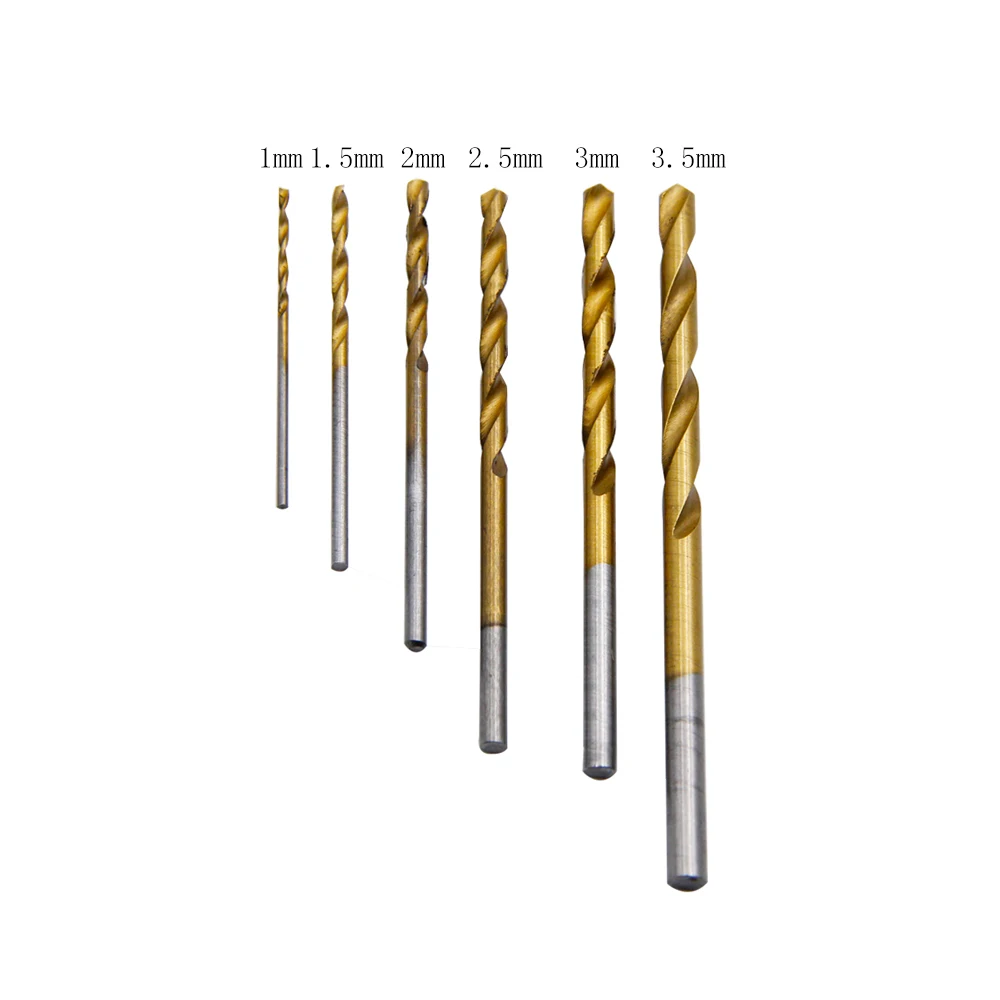 HSS 60Pcs/Set Twisted Drill Bit Set Saw Set Steel Titanium Coated Drill Woodworking Wood Tool 1/1.5/2/2.5/3/3.5mm For Metal