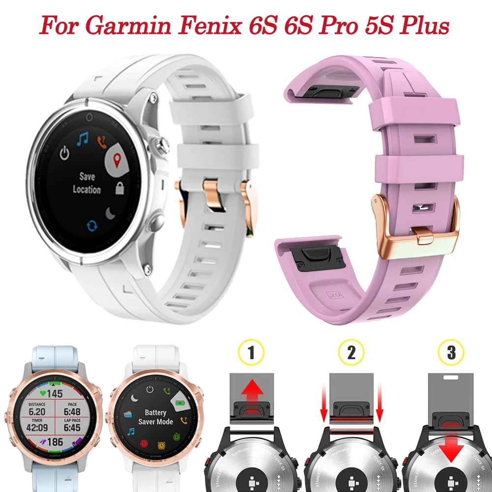 Fenix 6S 5S 20MM Strap Smartwatch Band For Garmin Fenix 6S 6S Pro 5S 5S Plus Quick Release Silicone Watchband Easyfit Belt Wrist