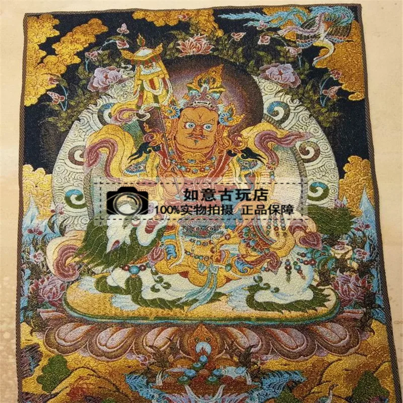 Nepal Tibet Thangka  Silk Hanging Pictures Worship God Of Wealth