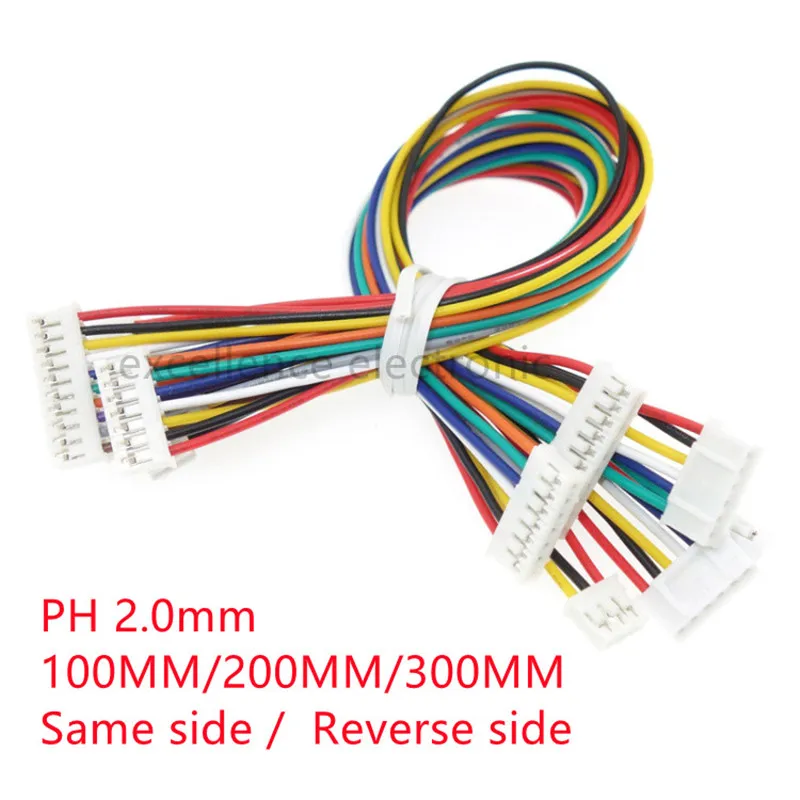 10 SZTUK PH2.0 Przewód elektroniczny PH 2.0mm Podwójna głowica Przewód zaciskowy 10cm/20cm/30cm Kabel 26awg Ten sam / odwrotne złącze boczne