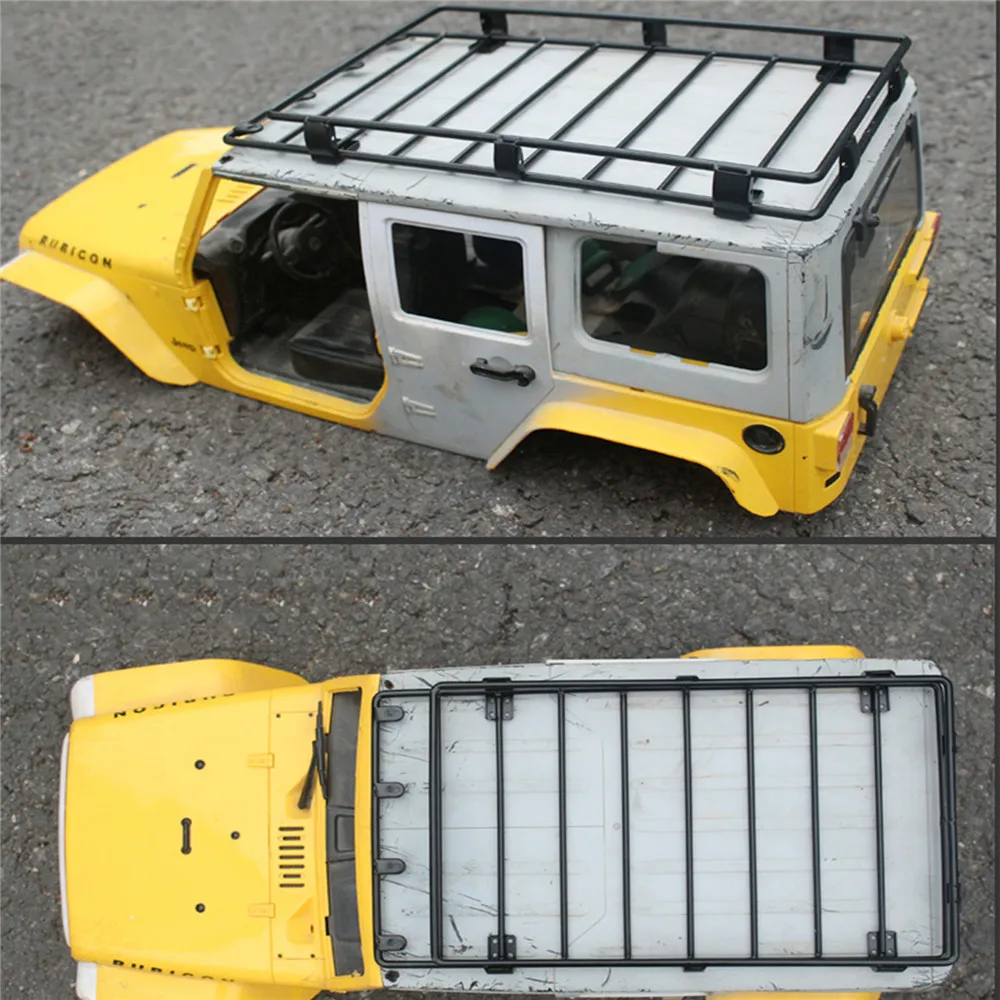 Metal Roof Top Storage Luggage Rack Exterior Carrier for Wrangler Pajero 1/10 RC Car Crawler LC80 313 Simulation Luggage Rack