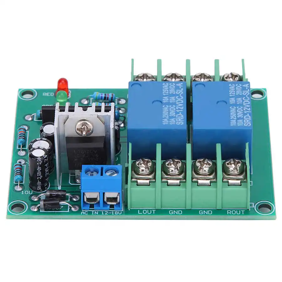 Speaker Protection Circuit Board Dual Channel Power-On Mute Delay Component AC12-18V 10A Protect Speakers/Power Amplifier Board