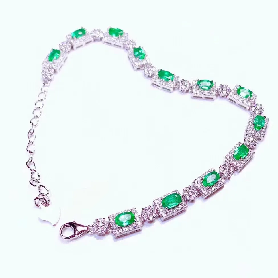 KJJEAXCMY fine jewelry 925 sterling silver inlaid natural emerald popular girl's new bracelet support test hot selling