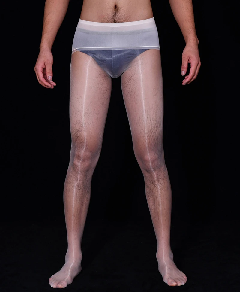 Sexy Oil Shine Mens Tight Pantyhose Gay Lingerir Stocking  Long Legging Thin Transparent  Socks Underpanties