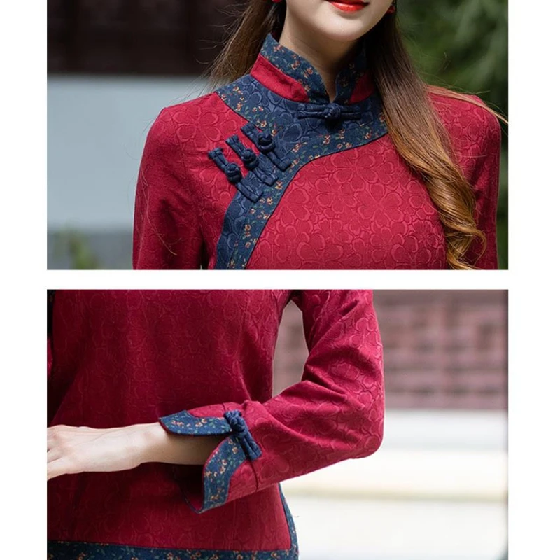 Linen Chinese Traditional Top Qipao Shirt for Woman Cheongsam Style Shirts Chinese Blouse for Ladies High Quality robe chinoise