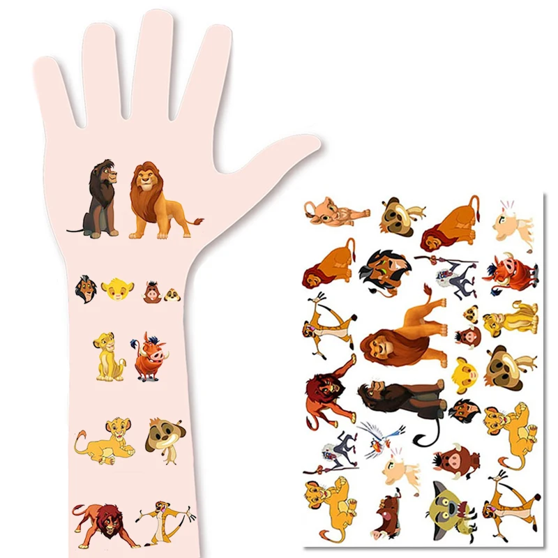 The Lion King Disney Tattoo Stickers Child Temporary Fake Tattoos Paste on Arm Leg for Children Cartoon Anime Kids Toys Sticker