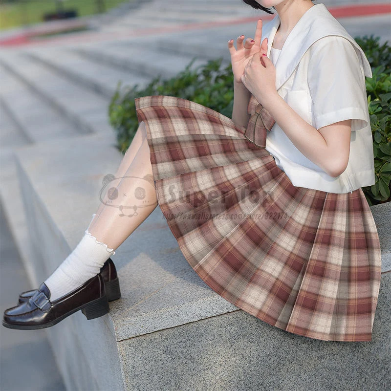 [Cancer] Long Sleeve JK Uniform Female Full Suit Summer Autumn White Shirt Original Plaid Pleated Skirt School Girl Clothes