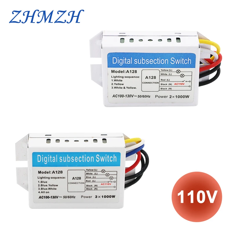 2 Ways 3 Ways Digital Subsection Switch for Ceiling Light 2/3 Road Independence Control Section Switch Piecewise Switch AC110V