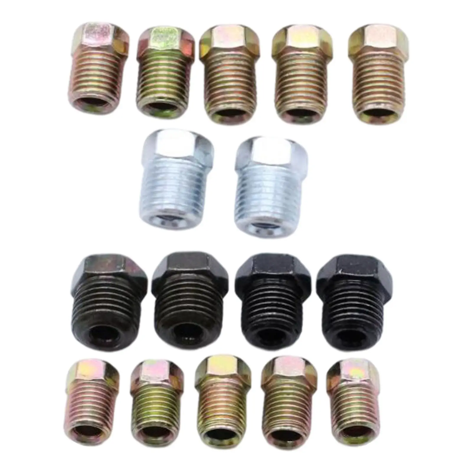 Set of 16 Inverted Flare Tube Nuts 2x 7/16”-24 2x 9/16”-18 Threads Nuts Fit for 3/16 inch Tube Brake Line Systems Accessories