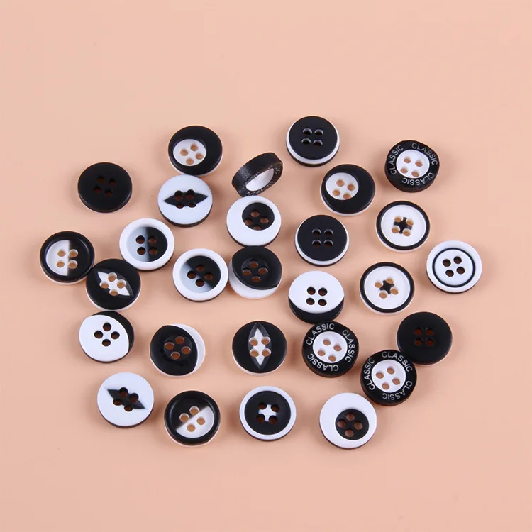 Resin Shirt Button for Men and Women, Sweater Button, DIY Clothing, Sewing Accessories, Black and White, Fashion, 20Pcs