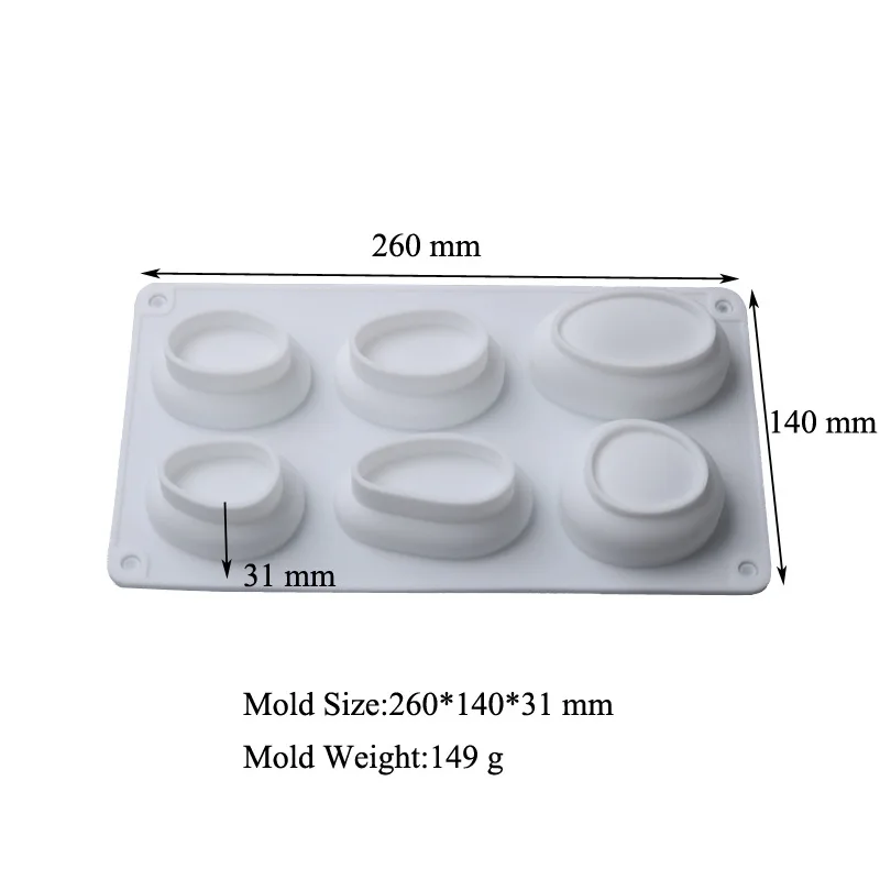 3/6 otworów o nieregularnym kształcie kamień węgielny silikonowe formy do ciasta DIY 3D owalna forma do ciastek ciastek muffinki mydło Moule