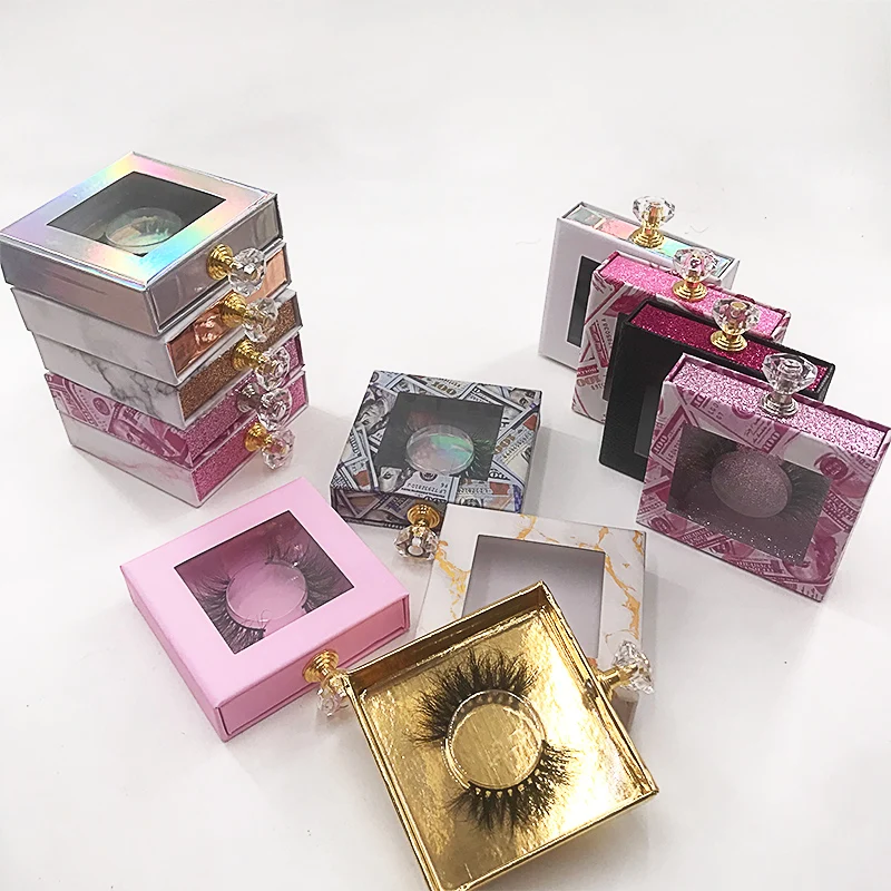 

Full Strip Eyelashes box Holographic Square Lash Box empty box no lash