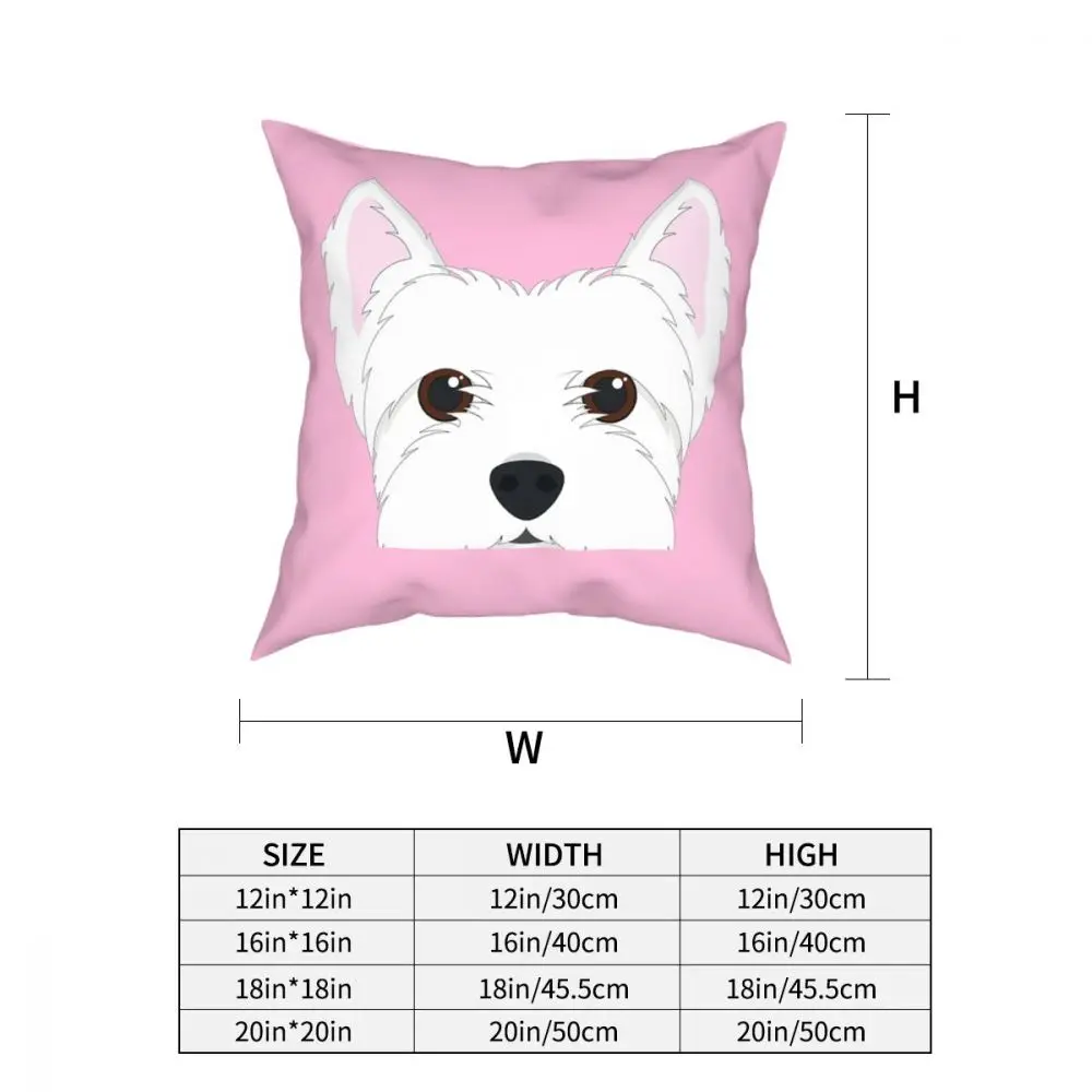 West Highland Terrier Dog Square Pillow Case Cushions for Sofa Westie Cute Puppy Novelty Pillowcase