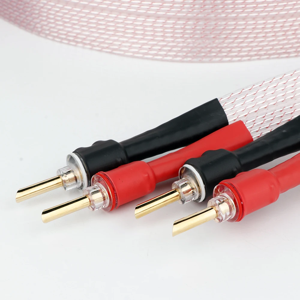 Preffair 7N OCC Cobre Banhado A Prata Cabo de Alto-falante HiFi Áudio Flat Speaker Fio com Banana Banhado A Ouro