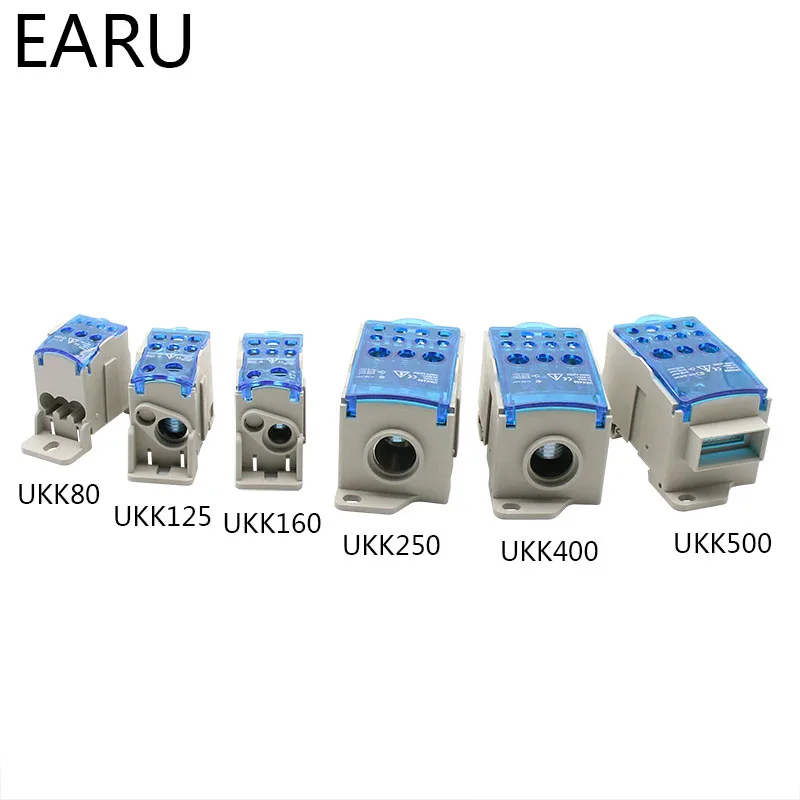 UKK80A 125A 160A 250A 400A 500A Terminal Block 1 in many Out Din Rail Distribution Box Universal Electric Wire Connector Heavy