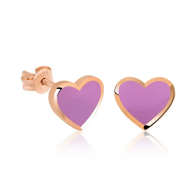 Silver Phosphorous Lilac Heart Earrings 925 Sterling Women for Jewelry Wedding Party Birthday Gift - Box - Fashion - Girl - Special Days