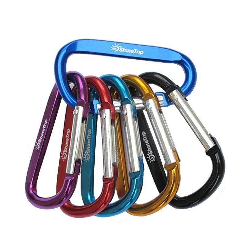 3pcs Random Color Aluminum Alloy D-Ring Shape Buckle Button Latch Key Chain Hook Clip Camp Snap Carabiner Keychain