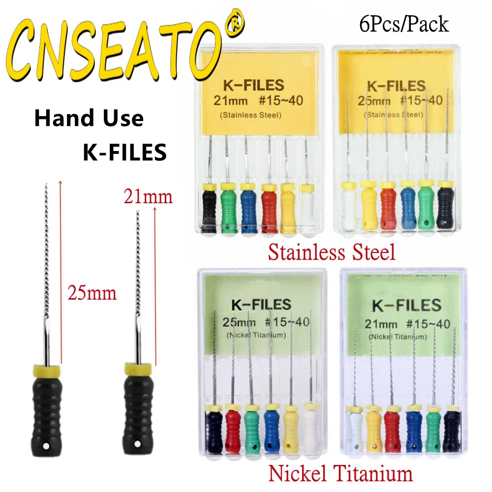 

6Pcs Dental K Files Niti Hand Use Stainless Steel Endo Root Canal File #15-40 Dentistry Endodontic Instruments 21mm 25mm Dentist