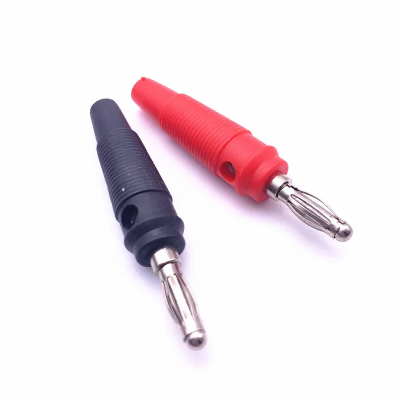 4Pcs/lot Red and Black  4mm Solderless Side Stackable Banana Plug PVC soft rubber 600V Max20A