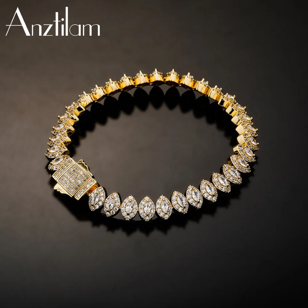 

8mm Hip Hop Iced Out Bracelets For Men Women Full Bling Zircon Cuban Link Hand Chain Bangle Rapper Goth Jewelry Free Shipping