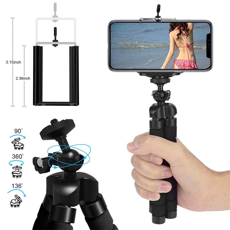 Tripods for Gopro Hero 12 11 10 9 8 7 Black MAX Flexible Mini Octopus Tripod Accessories for Go Pro 6 5 4 3 YI Eken SJCAM AKASO