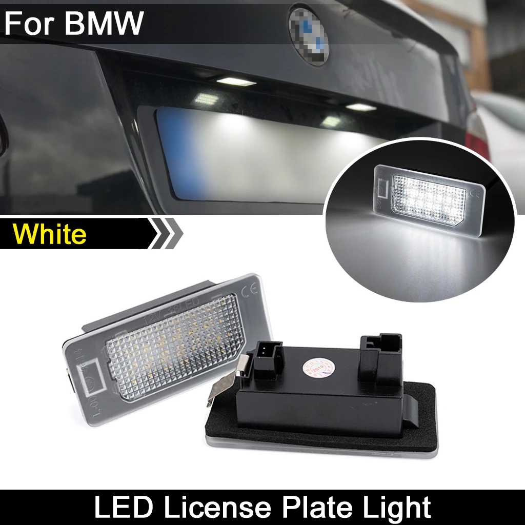 2Pcs For BMW 1/2/3/4/5 Series E82 E88 F22 F45 E46 E90 F32 F36 X1 X3 X4 X5 X6 White LED License Plate Light Number Plate Lamp