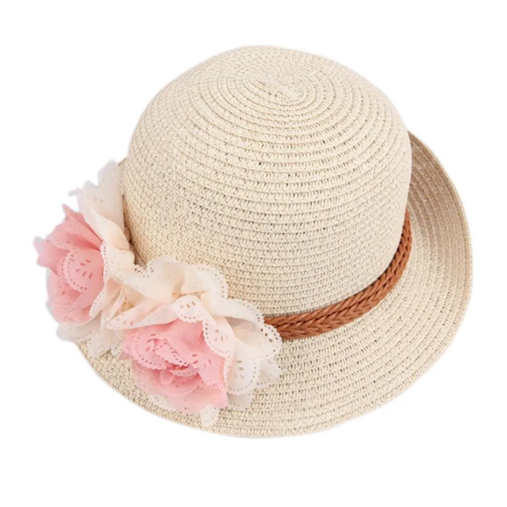 New Summer Girl Sports Caps Beach Sun proof Cap  with Two Flowers on Fishing Climbing Hunting Travel Camping Hiking Cap