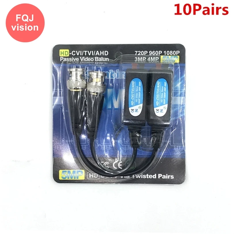 

5 Pairs 5MP CCTV Camera Passive Video Balun BNC Connector Twisted Transmission Transceiver for HD 2MP 3MP 5MP AHD Camera