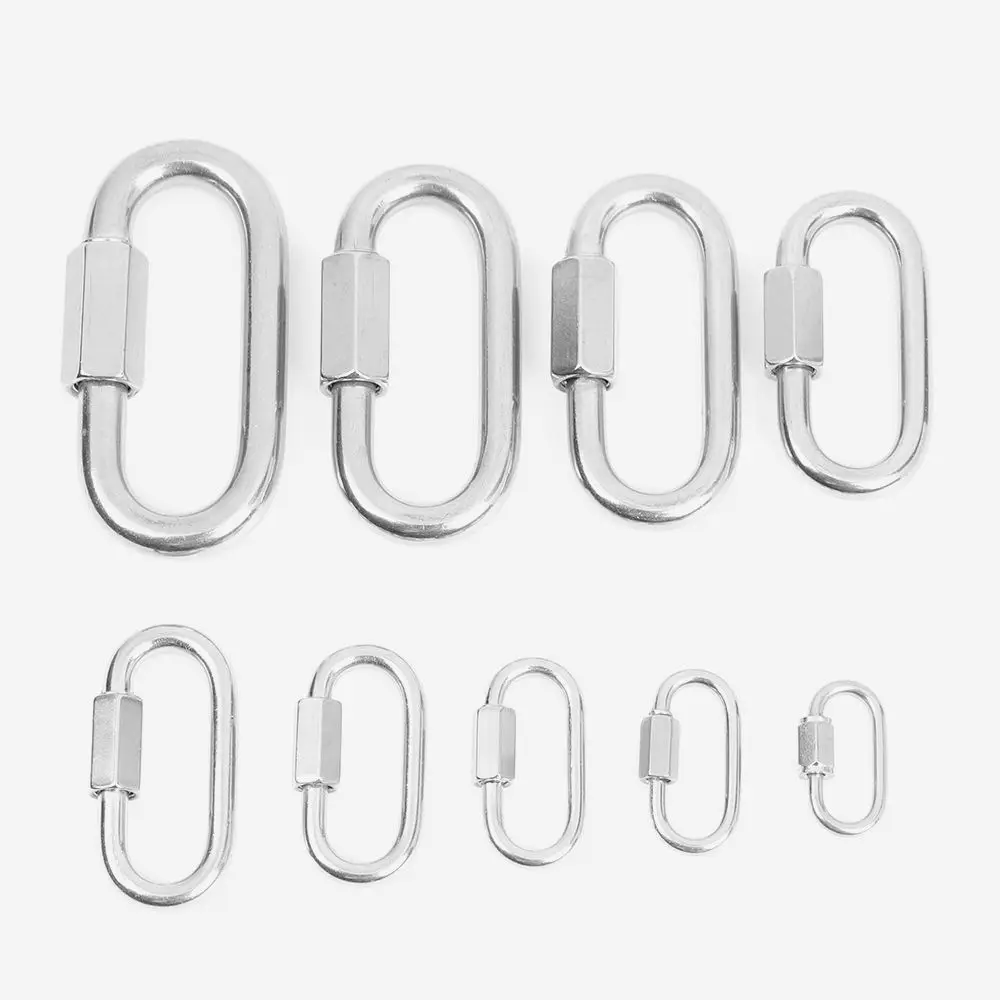 9 Sizes Screw Lock Quick Links Carabiners Chain Connecting Ring Safety Snap Hook Climbing Gear Carabiner