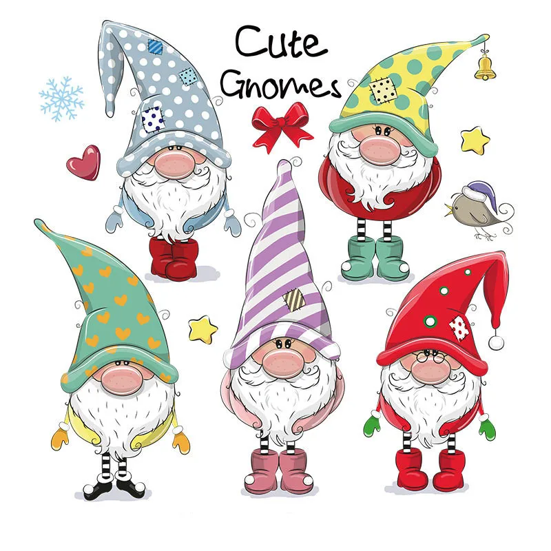 Gnomes Stickers For Clothing Diy Striped Clothing Iron Transfer Accessories Fashion Heat Press Applique Jeans Patches-CQ