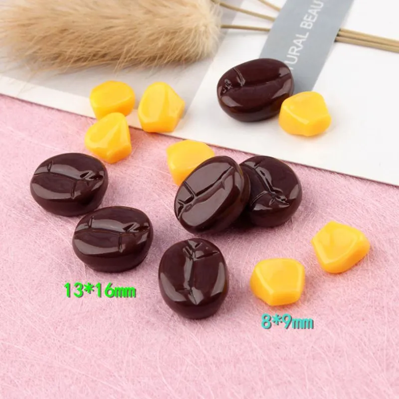 

Simulation Coffee Bean Corn Kernel Flatback Resin Cabochon Fake Food DIY Scrapbooking Craft Dollhouse Kitchen Accessories