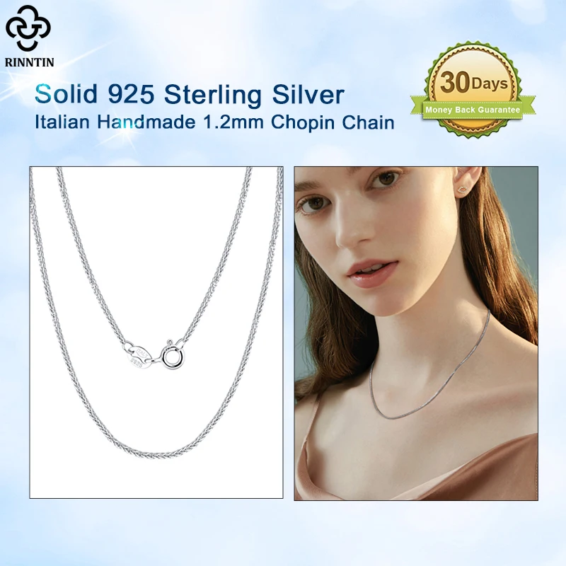 Rinntin 14K Gold 925 Sterling Silver Italian Chopin Chain Necklace for Women Fashion Handmade Basic Neck Chain Jewelry SC53