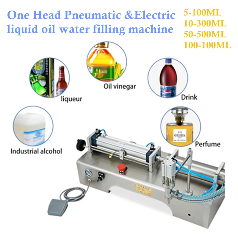 One Head Semi Automatic Liquid Filling Machine Honey Shampoo Water Bottling Equipment Stainless Steel Bottle Filler Packing500ML