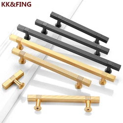 KK&FING New Copper Wire Drawing Furniture Knobs and Handles Zinc Alloy Gold Cabinet pulls Drawer Knobs Kitchen Cupboard Handles