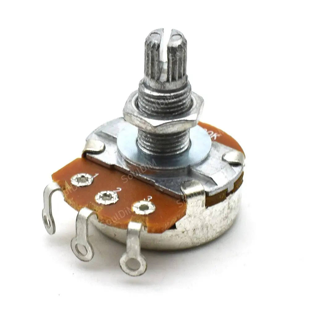 Grand potentiomètre A500K/B500K/A250K/B250K, 2 pièces, Pot cannelé pour guitare électrique, effet de basse, Volume de tonalité, pièces d\'arbre de