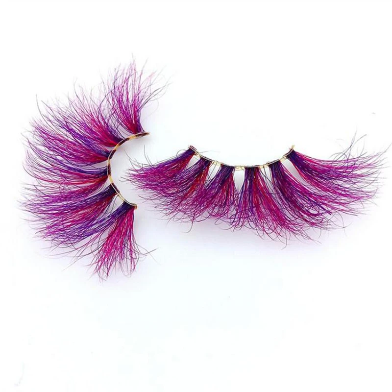 25mm Multicolour Faux Cils Thick Colored 3D Mink Eyelashes Dramatic Long Fluffy Color Real Mink Lashes Live Role Playing Tool