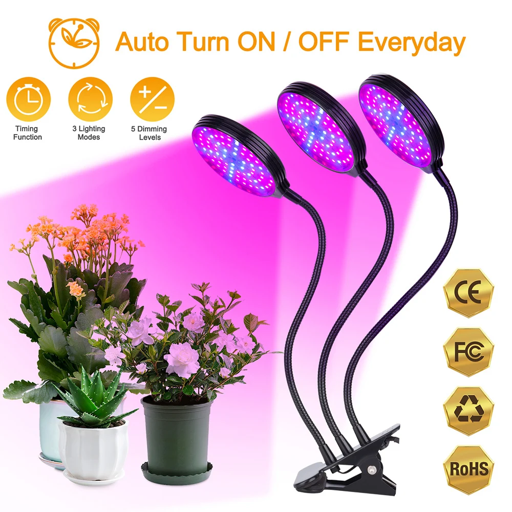 15W 30W 45W 60W Full Spectrum USB LED Grow Light Desktop Clip Phyto Lamps With Timer Indoor Waterproof Flowers Phytolamps D30