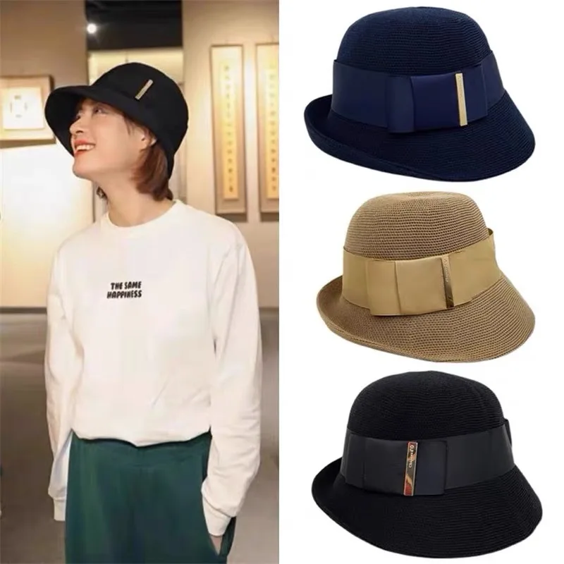 

2021 Sun Li with the same style knit fisherman hat women's spring and summer new collapsible hat joker basin hat