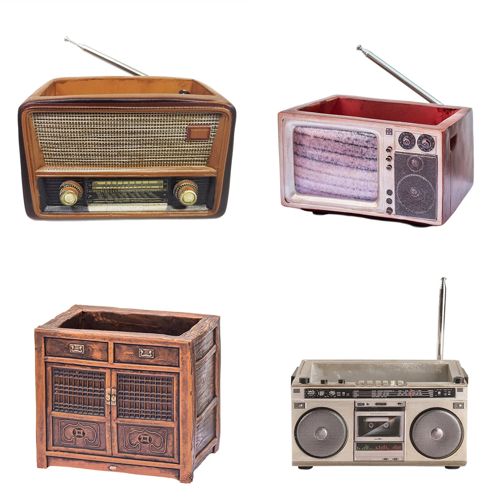 Innowacyjna doniczka w kształcie Retro Radio wielofunkcyjna sadzarka do dekoracji wnętrz pulpit ogrodowy klasyczny Ornament na soczyste