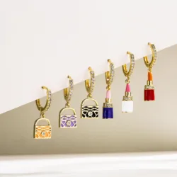 HECHENG,Small hoop earrings for Women,Bag Lipstick Shape Colorful Drop Oil Charm Earrings Female Jewlery Wholesale