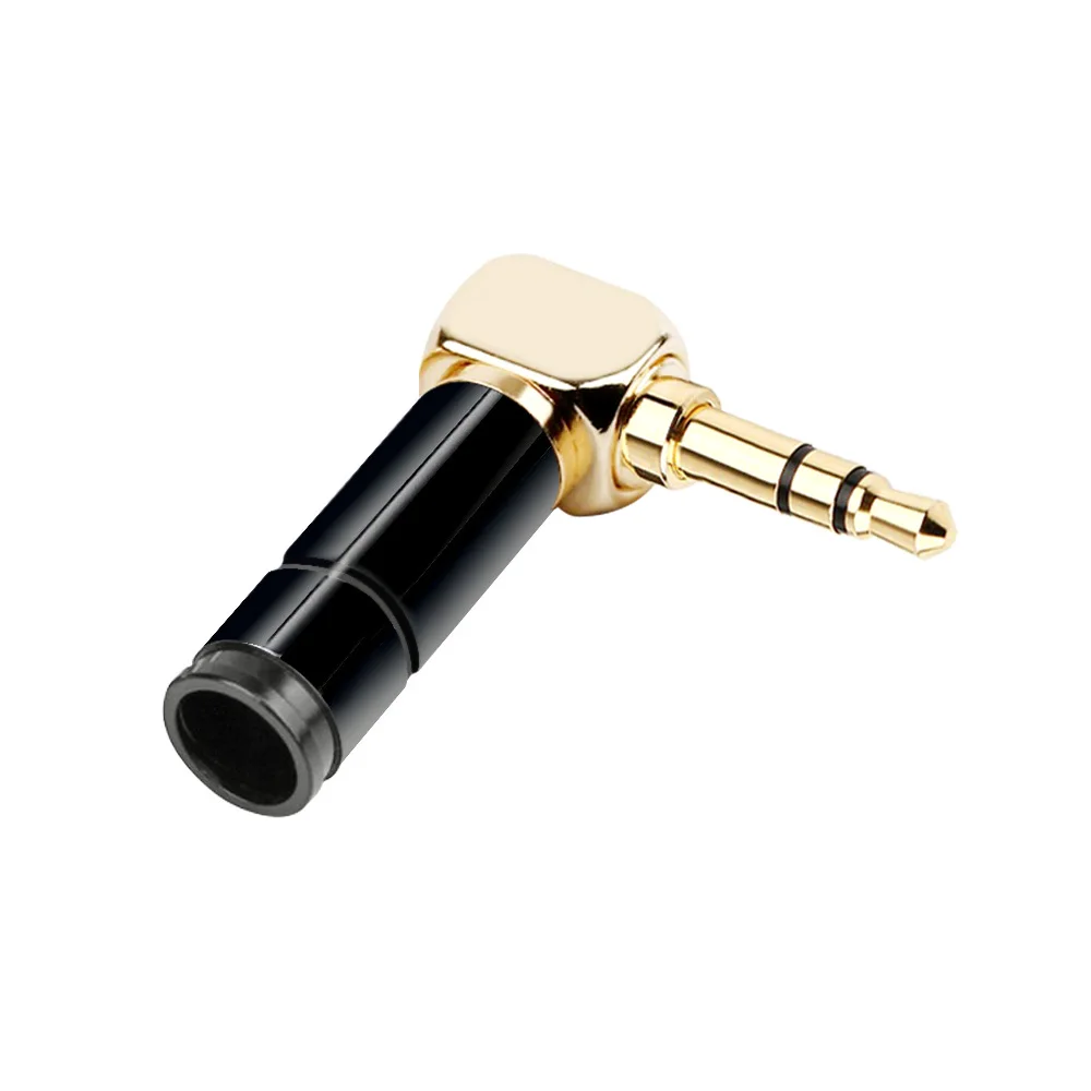10pcs 3.5mm Jack Right Angle Earphone plug 3Pole Gold-plated Wire Connector Fit for 6mm Cable DIY Play Aluminum alloy tube